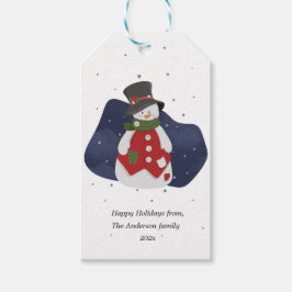 Etiqueta Para Presente Cartão de Natal do Boneco de Neve Férias de Invern