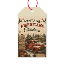 Cartão de Natal Vintage Americana Caminhão Vermelh