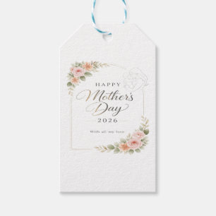 Etiqueta Para Presente Cartão do Dia das Mães — Moldura Floral "Feliz Dia