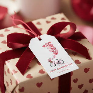 Etiqueta Para Presente Cartão Feliz Dia dos Namorados – Bicicleta Rosa co