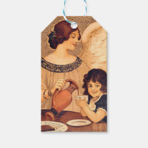 Etiqueta Para Presente Cartaz Antigo do Anjo do Chocolate Francês: Arte V