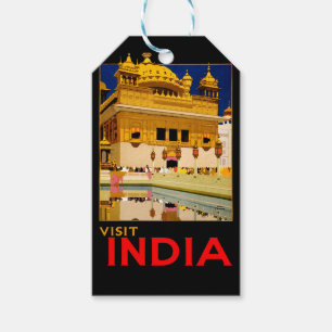Etiqueta Para Presente Cartaz de viagem da Índia arte vintage indiana