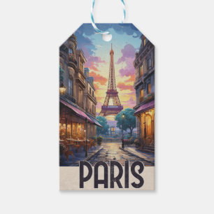 Etiqueta Para Presente Cartaz de Viagem de Paris