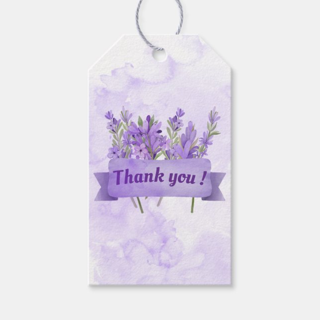 Etiqueta Para Presente Cartões de agradecimentos lavanda (Frente)