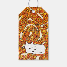 Etiqueta Para Presente Cartoon Cat Doodle Line Drawing Gift Tags