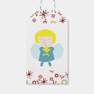 Etiqueta Para Presente Cartoon de anjo bonito com cabelo amarelo