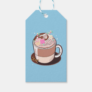 Etiqueta Para Presente Cartoon de chocolate quente animado e bonito