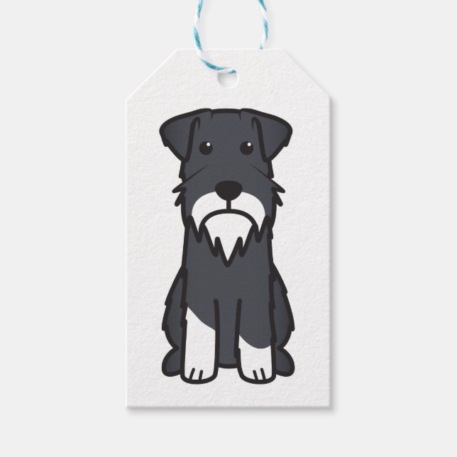 Etiqueta Para Presente Cartoon Miniatura Schnauzer (Frente)