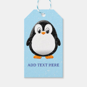 Etiqueta Para Presente Cartoon Pinguim Bonito Personalizado Inverno