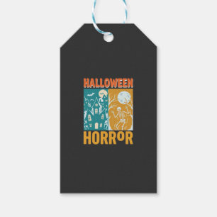 Etiqueta Para Presente Casa Assombrada de Halloween Lua Esqueleto Design_