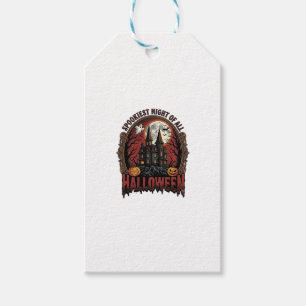 Etiqueta Para Presente Casa Assombrada Halloween Gravura Vintage Assustad