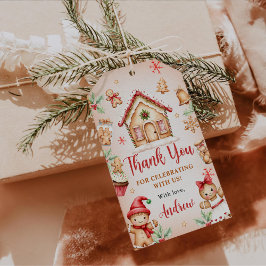 Etiqueta Para Presente Casa de Biscoito de Natal Vermelha Aniversário de