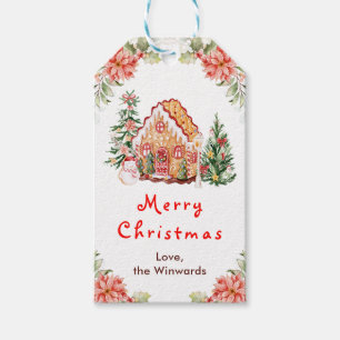Etiqueta Para Presente Casa de Pão de Mel Vermelho Feliz Natal