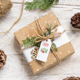 Etiqueta Para Presente Casa Nórdica de Neve e Natal do Carro Vermelho