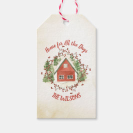 Etiqueta Para Presente Casa para Todos os Dias | Casa de Natal Vermelha