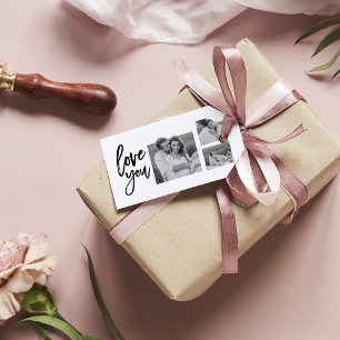 Etiqueta Para Presente Casal de Colagem Moderna Foto e Amo-Te Bonito Pres