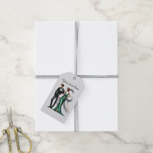 Etiqueta Para Presente Casal elegante Art Deco personalizável