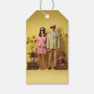 Etiqueta Para Presente Casal Retroativo Em Amarelo