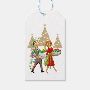 Etiqueta Para Presente casal Vintage Man and Woman 1950