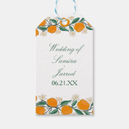 Etiqueta Para Presente Casamento Abstrato Botânico de Laranja Desenhado à
