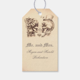 Etiqueta Para Presente Casamento Antigo do Casal Crânio Vintage