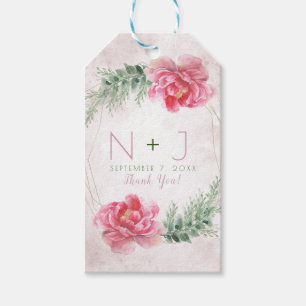 Etiqueta Para Presente Casamento Aquarela Flora Rosa Cor-de-rosa