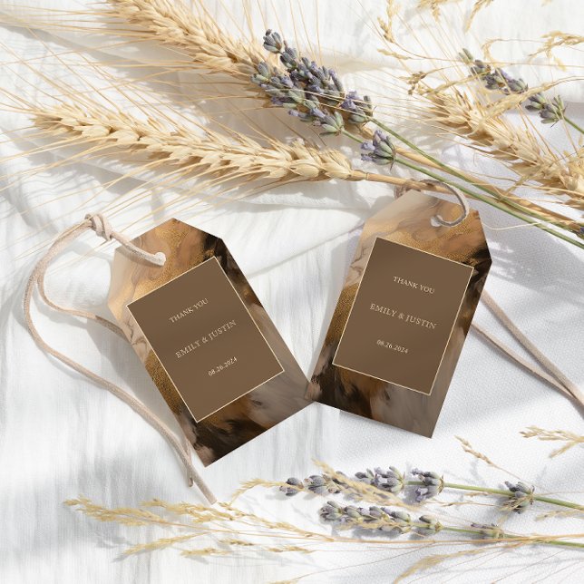 Etiqueta Para Presente Casamento Artístico Moderno Dourado Chocolate Obri (Criador carregado)