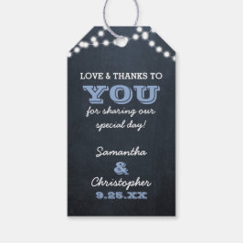 Etiqueta Para Presente Casamento Azul Com Luzes De Chalkboard Obrigado Et