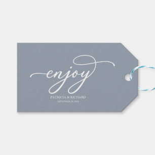 Etiqueta Para Presente Casamento Azul Empoeirado Rascunho Chic