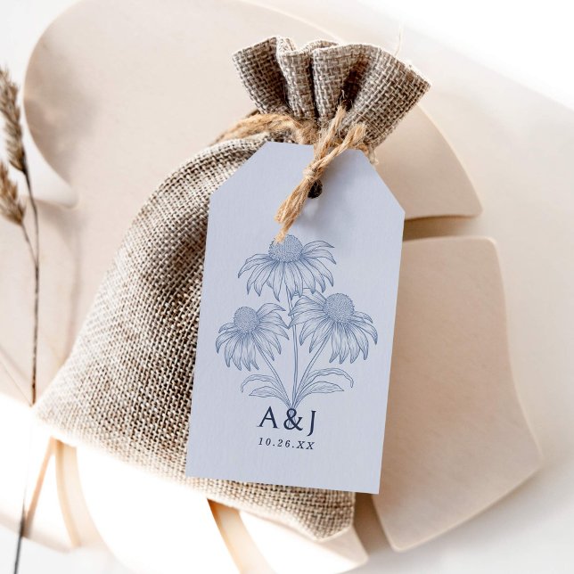 Etiqueta Para Presente Casamento Azul Pó-De-Ferro-Vidro Elegante (Criador carregado)