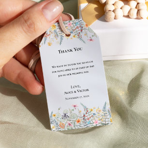 Etiqueta Para Presente Casamento Azul Simples De Flor Selvagem Obrigado