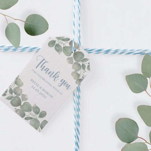 Etiqueta Para Presente Casamento Boho Verde com Eucalipto em Aquarela (Criador carregado)