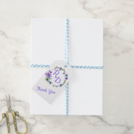 Etiqueta Para Presente Casamento bonito Floral Wreath Monogrammed