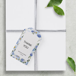 Etiqueta Para Presente Casamento Botânico Aquarela Azul Suave