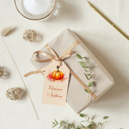 Etiqueta Para Presente Casamento Botânico de Abóbora