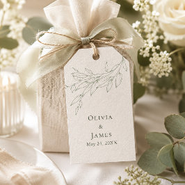 Etiqueta Para Presente Casamento Botânico em Verde Sálvia