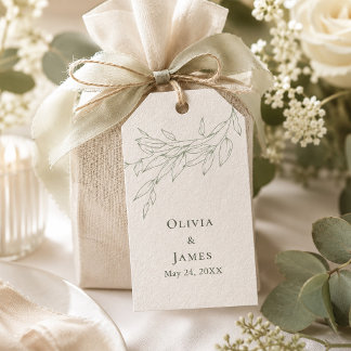 Etiqueta Para Presente Casamento Botânico em Verde Sálvia