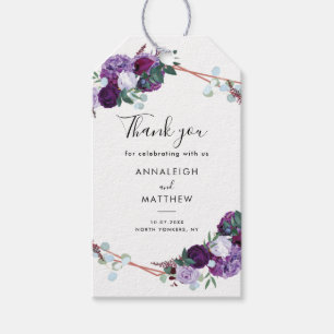 Etiqueta Para Presente Casamento Botânico Roxo Floral Obrigado