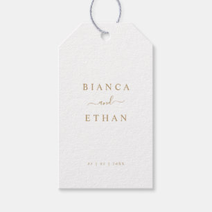 Etiqueta Para Presente Casamento Branco e Dourado simples