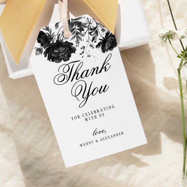 Etiqueta Para Presente Casamento Branco Gótico Clássico Obrigado (Criador carregado)