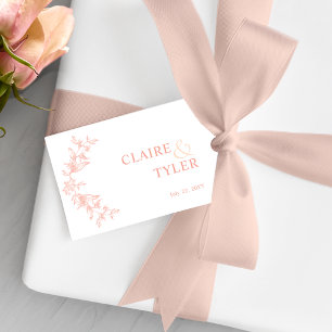 Etiqueta Para Presente Casamento Branco, Pêssego e Blush Chic Elegante