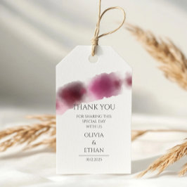Etiqueta Para Presente Casamento Burgundy Watercolor - Script Elegante