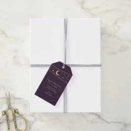 Etiqueta Para Presente Casamento Celestial Estrelas e Lua Deep Purple