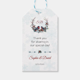 Etiqueta Para Presente Casamento Chic Berries Bullfinch Winter Wreath