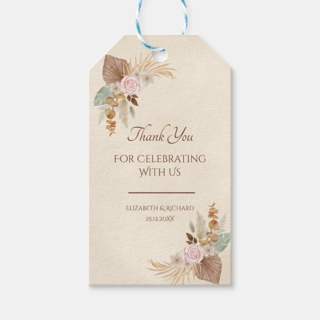 Etiqueta Para Presente Casamento Chic Boêmio Elegante (Frente)