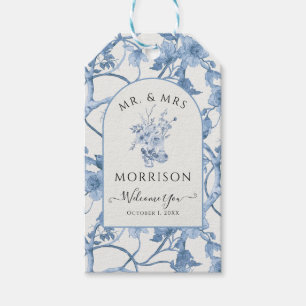 Etiqueta Para Presente Casamento Clássico de Chinoiserie Azul e Branco