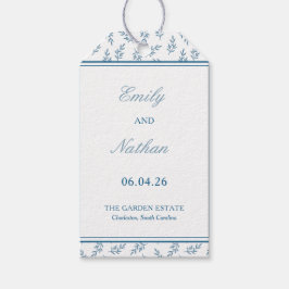 Etiqueta Para Presente Casamento Clássico Elegante do Jardim Azul eterno