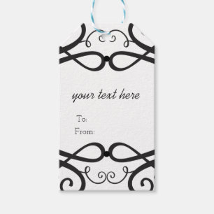 Etiqueta Para Presente Casamento Clássico Preto e Branco Chic Vintage