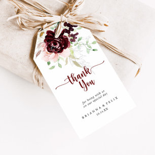 Etiqueta Para Presente Casamento Clássico Simples Colorido Floral Obrigad