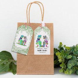 Etiqueta Para Presente Casamento Colorido com Tema de Dinossauro Agradeci